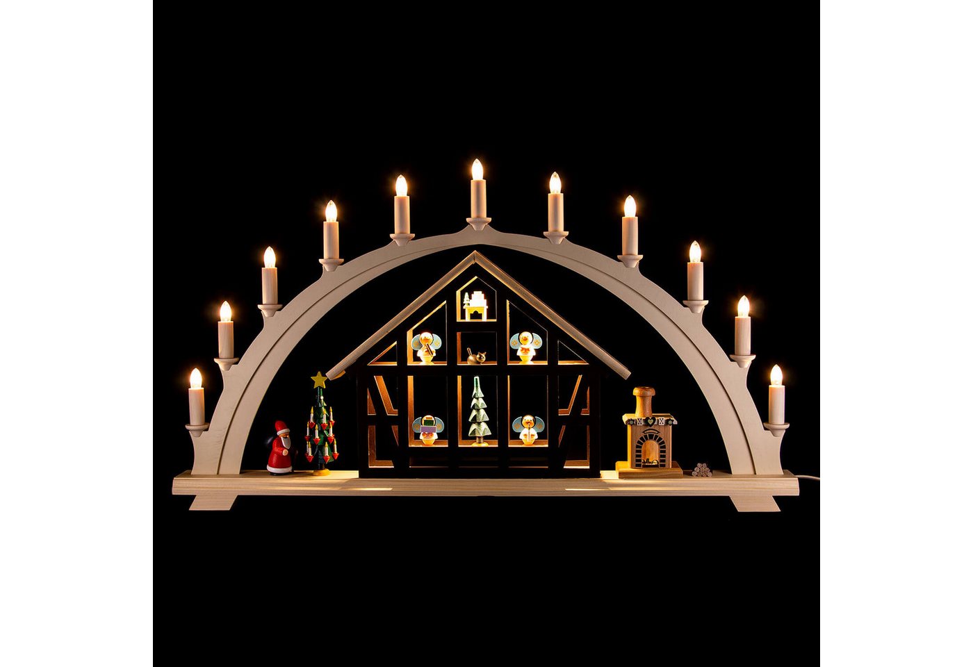 Spielwarenmacher Günther e.K. Schwibbogen Schwibbogen Weihnachtsmannhaus mit Pfefferküchlerei (76x42,5cm) von Sp von Spielwarenmacher Günther e.K.