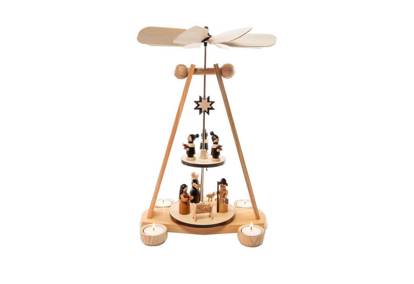 Spielwarenmacher Günther e.K. Weihnachtspyramide Pyramide Christi Geburt zweistöckig mit Teelichter BxHxT 25x40x19cm von Spielwarenmacher Günther e.K.