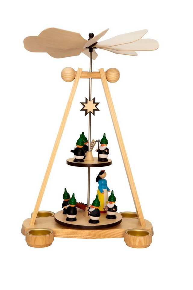 Spielwarenmacher Günther e.K. Weihnachtspyramide Tischpyramide Schneewittchen mit Zwerge zweistöckig Teelichter BxHxT von Spielwarenmacher Günther e.K.