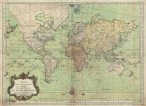 Bellin Nautical Chart Map of The World Geographicus World bellin 1778 - Medium - Semi Gloss Print von Spiffing Prints