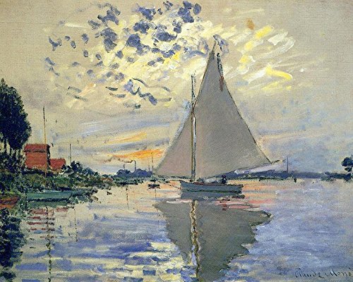 Claude Monet - Sailboat at Le Petit-Gennevilliers 1874 - Small - Matte Print von Spiffing Prints