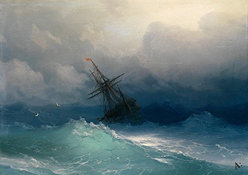 Ivan Hovhannes Aivazovsky - Ship on Stormy Seas - Large - Semi Gloss Print von Spiffing Prints