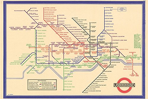 London Tube Map 1933 - Small - Matte Print von Spiffing Prints