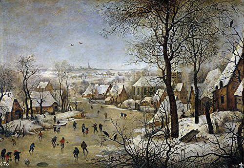 Pieter Bruegel The Elder - Winter Landscape with a Bird-Trap - Extra Large - Semi Gloss Print von Spiffing Prints