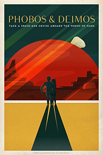SpaceX Mars Tourism Poster for Phobos and Deimos - Small - Matte Print von Spiffing Prints
