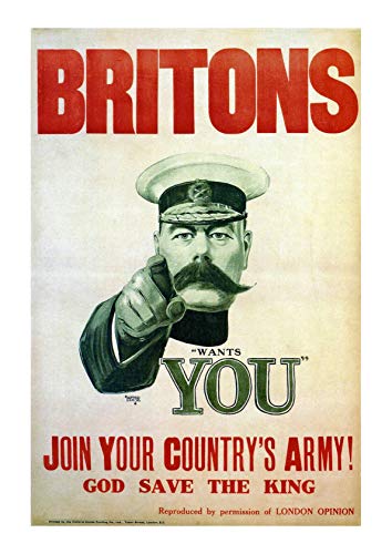 Spiffing Prints Britons, Wants You WW2 Recruitment Enlist Poster - Medium - Semi Gloss - Unframed von Spiffing Prints