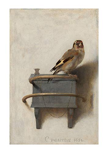 Spiffing Prints Carel Fabritius - Der Goldfinch 1654 - Medium - Matt - Gerahmter Kunstdruck von Spiffing Prints