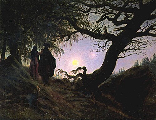 Spiffing Prints Caspar David Friedrich - Mann und Frau in Betrachtung des Mondes - Extra Large - Matte Print von Spiffing Prints