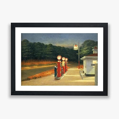 Spiffing Prints Edward Hopper - Gas - Wall Poster/Home Décor Art/Giclee Print- Framed Print - Large von Spiffing Prints