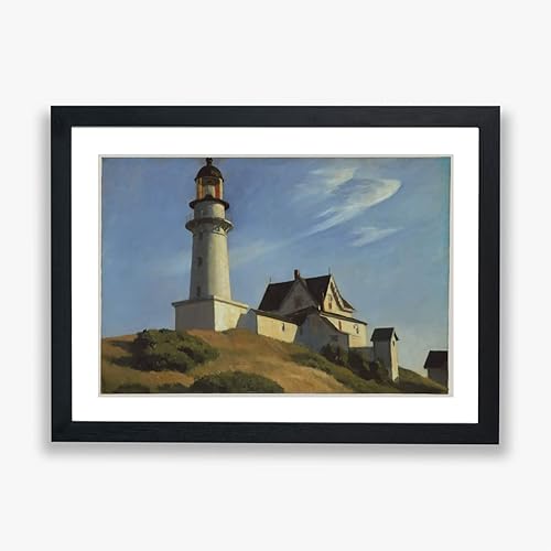 Spiffing Prints Edward Hopper - Lighthouse at Two Lights - Wall Poster/Home Décor Art/Giclee Print- Framed Print - Extra Large von Spiffing Prints
