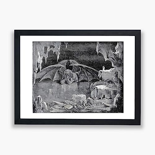 Spiffing Prints Gustave Doré - Dante's Inferno - Lucifer Kin Of Hell - Wall Poster - Home Décor Art - Giclee Print - Framed Print - Small von Spiffing Prints