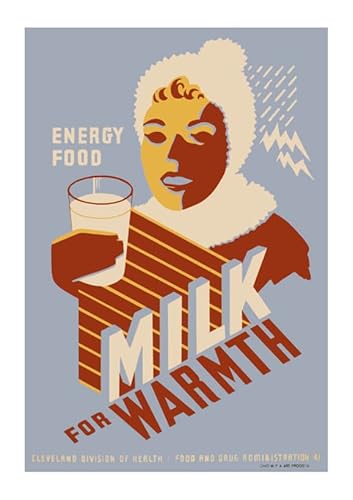 Spiffing Prints Milk for warmth – Medium – matt – gerahmt – Werbeposter von Spiffing Prints