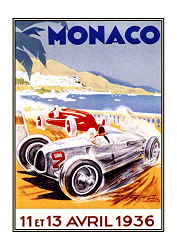 Spiffing Prints Monaco 1936 Racing Poster - Extra Large - Semi Gloss - Unframed von Spiffing Prints