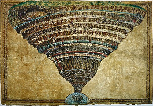 Spiffing Prints Sandro Botticelli - La Carte de l'Enfer World Map - Extra Large - Matte Print von Spiffing Prints