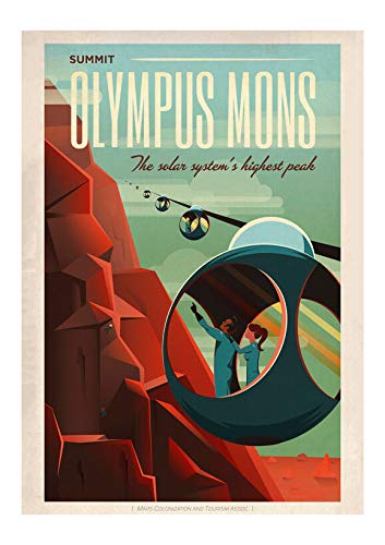 Spiffing Prints SpaceX Mars – Olympus Mons Space Tourism – Medium – Halbglanz – ungerahmt Kunstdruck von Spiffing Prints