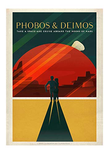 Spiffing Prints SpaceX Mars – Phobos und Deimos Space Tourism – Medium – seidenmatt – ungerahmt Kunstdruck von Spiffing Prints