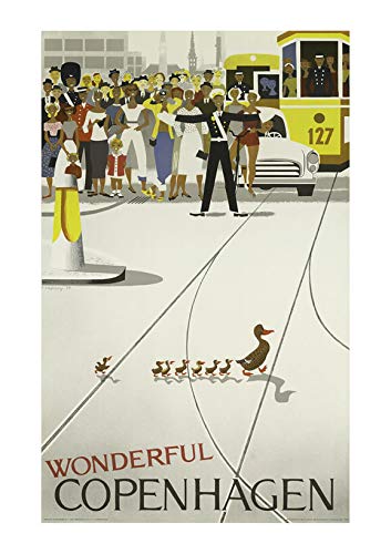 Spiffing Prints Wonderful Copenhagen Reise-Poster Giclée, groß, halbglänzend, gerahmt von Spiffing Prints