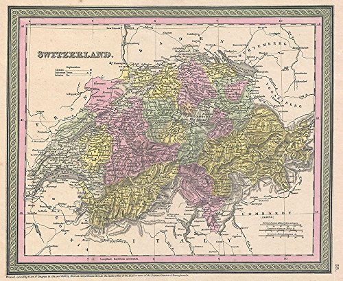 Thomas Eakins - Mitchell Map of Switzerland - Small - Semi Gloss Print von Spiffing Prints