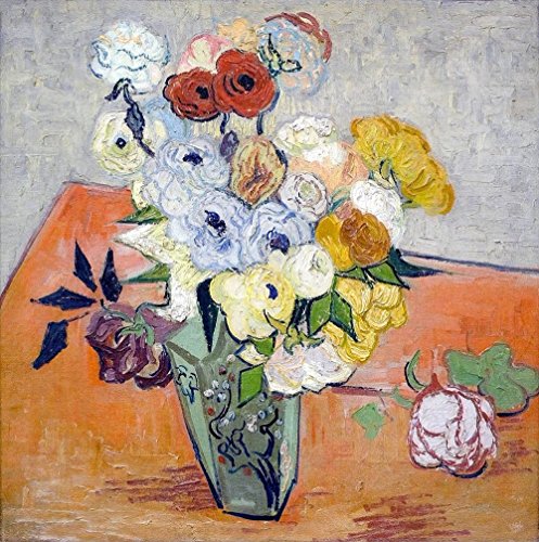Vincent Van Gogh - Still Life - Japanese Vase with Roses and Anemones - Extra Large - Matte Print von Spiffing Prints