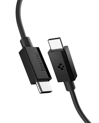 Spigen ArcWire Essential 60W USB C auf USB C Kabel Schnellladung [1M] für iPhone 16 16e 15, Samsung Galaxy S25 Ultra Plus, Tab S10 FE Ultra, iPad 11 10 Pro Air, MacBook Air, Google Pixel 9a - Schwarz von Spigen