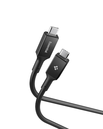 Spigen Essential USB C Kabel 240W PD Schnellladekabel [1,2m] USB-C auf USB-C Ladekabel 40Gbps mit E-Marker Chip für iPhone 17/16 Pro Max Air, Google Pixel 10, iPad, MacBook Pro Air, Laptops - Schwarz von Spigen