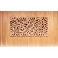 Holzmosaik-Wandkunst 60x30cm | 24 "x12", Wandkunst-Holzplatte, Holzscheibe, Rustikale Holzscheibenkunst, Mannhöhle, Altholz, Sauna-Design von Spilcomo