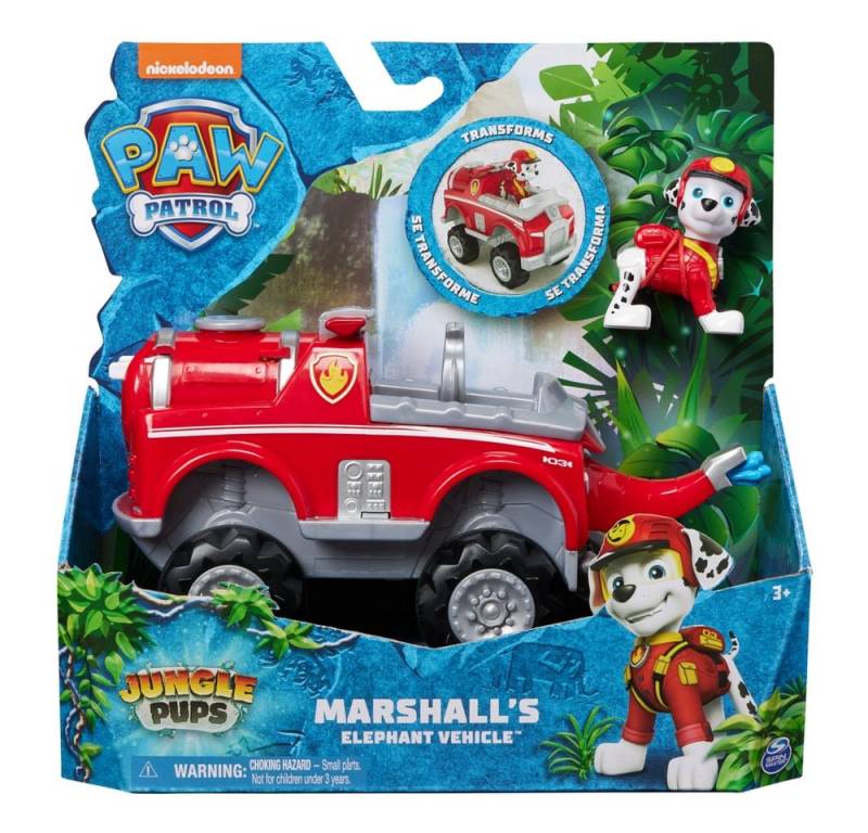 Spin Master Sport-Kinderwagen Paw Patrol Elefanten-Fahrzeug mit Marshall-Figur., Transformierbares Offroad-Mobil mit beweglichen Rädern von Spin Master