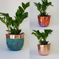 Handgemachter Massiv Kupfer Rundboden Blumentopf | Large von Spin360Shop