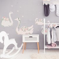 Wandsticker Schwan - Abziehbild Repositionable Kinderzimmer Dekor Abziehen Und Aufkleben von SpinCollectiveUK