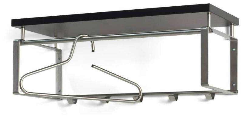 Garderobe Wandgarderobe Rex 3 in Nickeloptik, Hutablage in Schwarz von Spinder Design