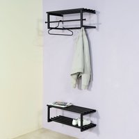 Spinder Design Garderobenleiste "MARCO", (1 St.), Wandgarderobe aus Stahl mit 5 Haken, Hutablage und Kleiderstange von Spinder Design