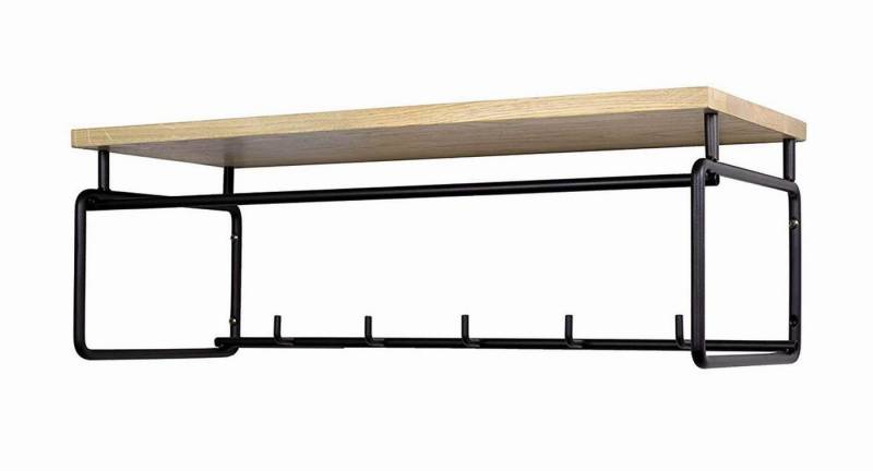 Spinder Design Wandgarderobe Wandgarderobe CLINT 3 Schwarz lackiert mit Hutablage aus Eichenholz von Spinder Design
