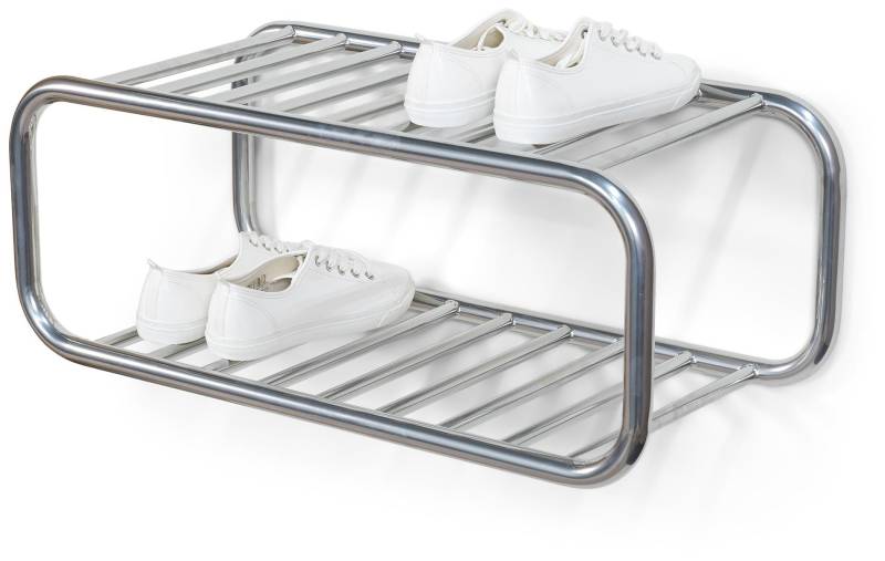 Spinder Retro Schuhregal Stahl Groovy Chrome 70er Jahre Stil von Spinder Design