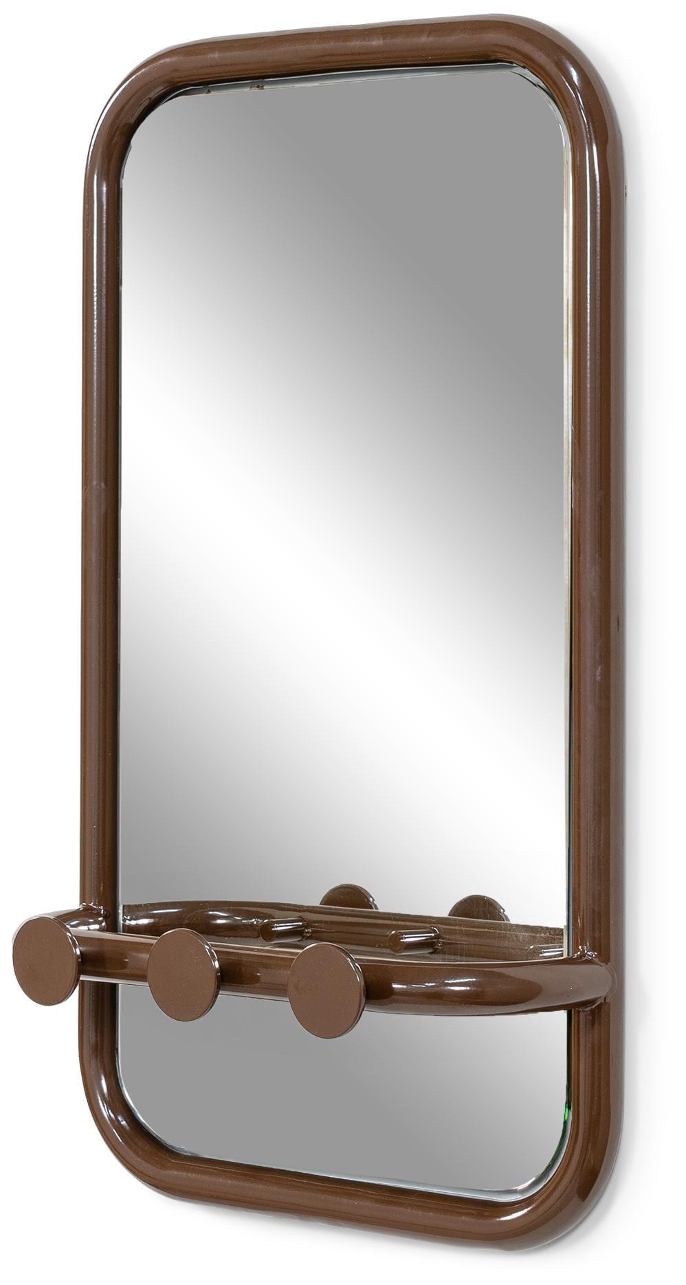 Spinder Retro Spiegel Stahl Chocolate Brown mit Haken 70er-Stil Spinder Retro Spiegel Stahl Chocolate Brown mit Haken 70er-Stil von Spinder Design