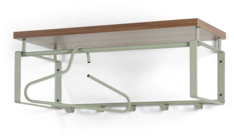 Wandgarderobe REX 3 Dusty Green, Garderobe mit 5 Haken und Hutablage von Spinder Design