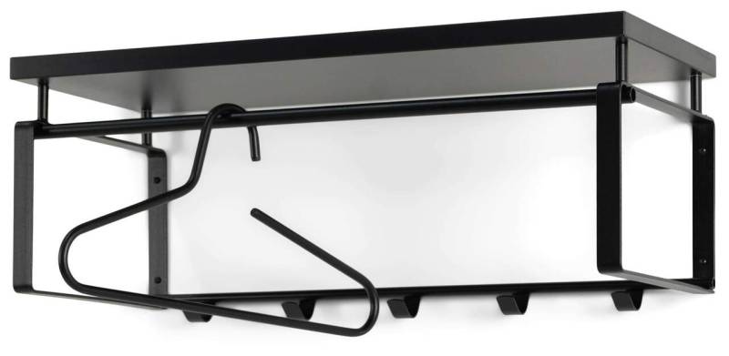 Wandgarderobe REX 3 Schwarz, Garderobe mit 5 Haken und Hutablage von Spinder Design
