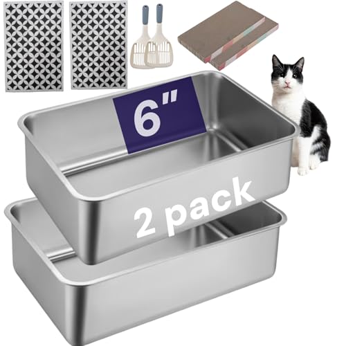 Spindro Edelstahl Katzentoilette 2er Set mit hohem Rand | geruchsneutral & leicht zu reinigen | rutschfeste Metallwanne für Katzen und Kleintiere, 60cm×40cm×15cm Spindro Edelstahl Katzentoilette 2er Set mit hohem Rand | geruchsneutral & leicht zu reinigen | rutschfeste Metallwanne für Katzen und Kleintiere, 60cm×40cm×15cm von Spindro