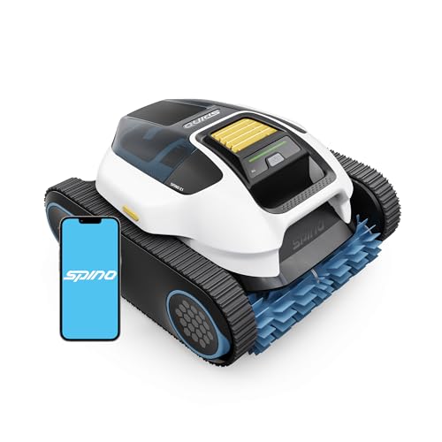 SPINO E1 Poolroboter, Kabelloser Poolsauger 21,950 LPH, 210 Min Laufzeit, 5 Reinigungsmodi, Auto Wasserlinien Parkfunktion, Poolreiniger mit App, SmartArc Routenplan, Poolsauger für Pools bis zu 150㎡ von Spino