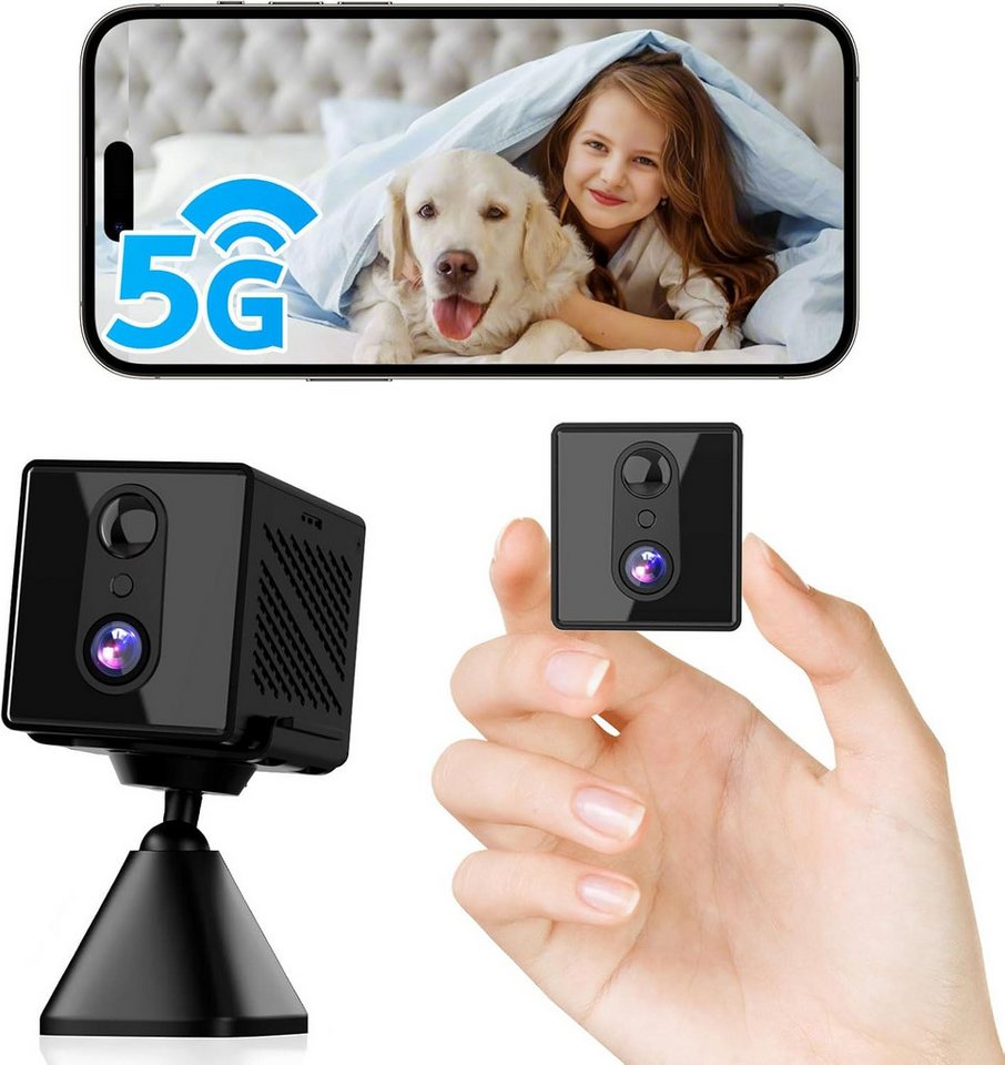 SpionProfi Überwachungskamera Wifi Mini Kamera Video 5G Wlan IP Nachtsicht Bewegungsmelder (1-tlg., 4K Mini Wlan Wifi Kamera mit kostenloser Live App) von SpionProfi