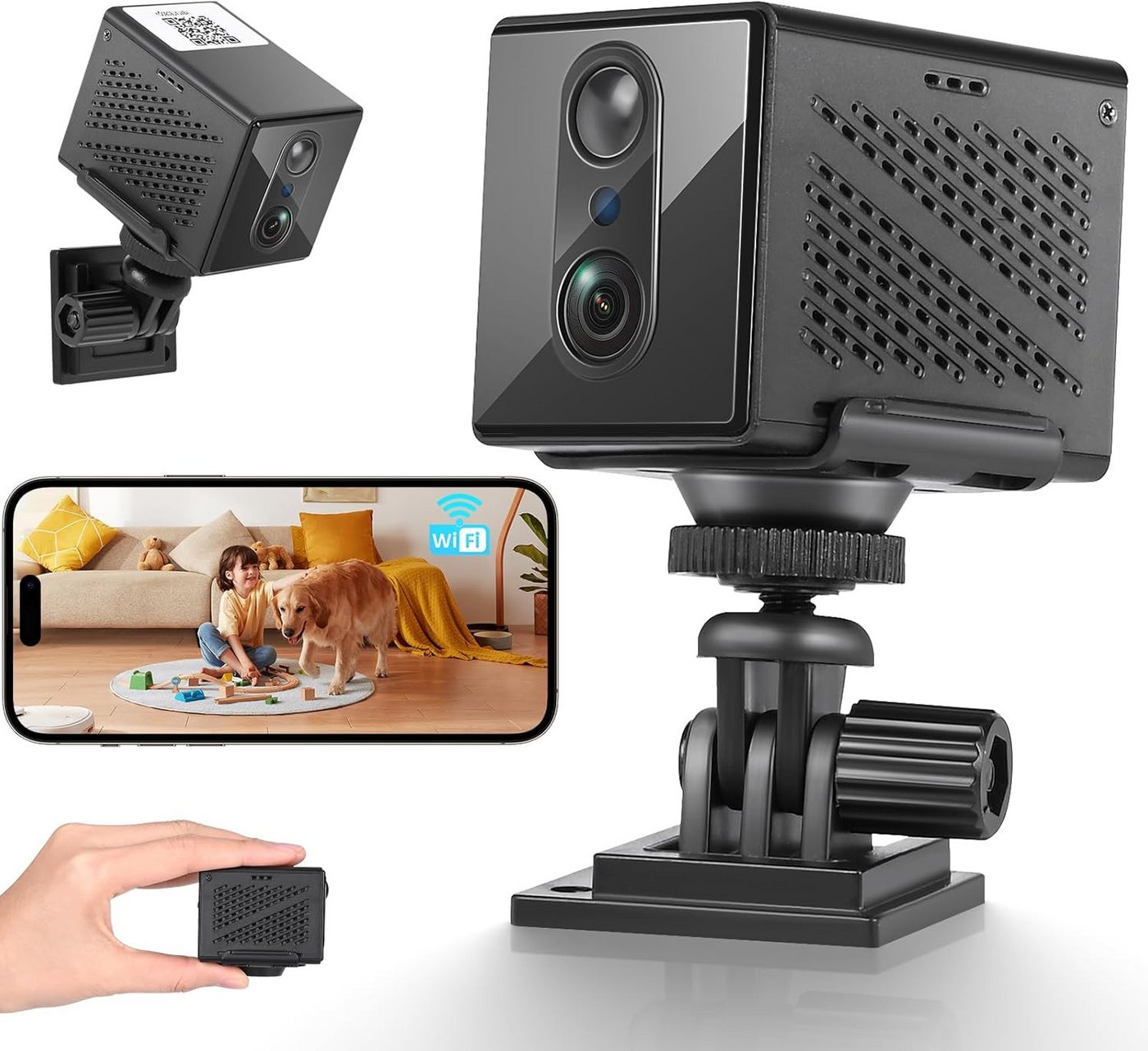 SpionProfi Überwachungskamera Wifi Mini Kamera Wlan Überwachungskamera Nachtsicht Bewegungsmelder (1-tlg., Full-HD Mini-Kamera mit Nachtsicht, Bewegungserkennung & App) von SpionProfi