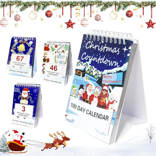 100 Tage Weihnachts-Countdown-Kalender 2025, Weihnachts-Countdown-Kalender, Desktop-Adventskalender für Zuhause, Büro, Raumdekoration, Weihnachts-Countdown-Geschenk (A) von SpirWoRchlan