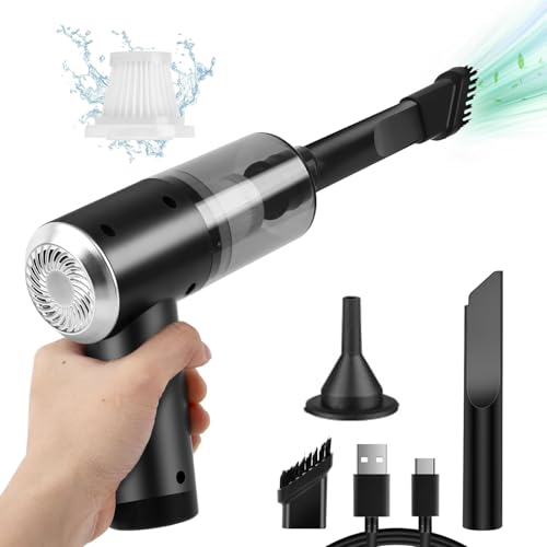 Akku Handstaubsauger, 9000Pa USB aufladbar Tragbar Leicht Mini Staubsauger, 120W Autostaubsauger, Nass & Trocken Handsauger, für den Auto, Haus, Küche, Tierhaare, Handstaubsauger mit Schwarz von SpirWoRchlan
