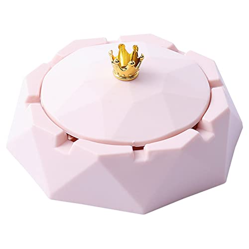 SpirWoRchlan Kunststoff Aschenbecher mit Deckel, Winddicht, Zigaretten Aschenbecher für Innen oder Außen, Aschenbecher für Raucher, Desktop Smoking-Ash Tray für Home Office Dekoration, Rosa von SpirWoRchlan