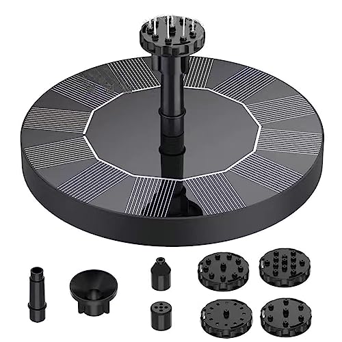 Solar Vogeltränke Springbrunnen Pumpe, Upgrade Solar Springbrunnen mit 6 Düse, Freistehend Schwimmende Solarbetriebene Wasserbrunnenpumpe für Vogelbad, Garten, Teich, Pool, Outdoor (Schwarz) von SpirWoRchlan