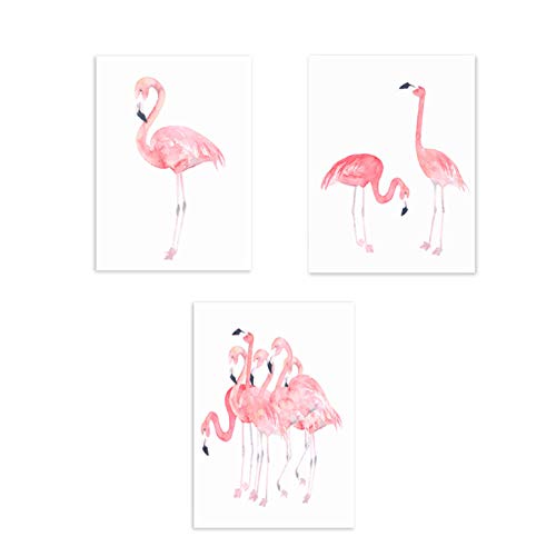 SpirWoRchlan 3er Set Kinderzimmer Poster Babyzimmer Ohne Bilderrahmen Mädchen Kinderposter Kunstdruck Babyzimmer Bilder Mädchen Deko Dekoration Kinderzimmer Flamingo Poster (Flamingo, 21cm x 30cm) von SpirWoRchlan