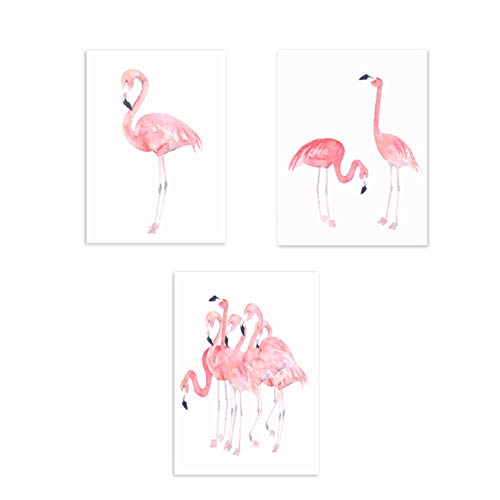 SpirWoRchlan 3er Set Kinderzimmer Poster Babyzimmer Ohne Bilderrahmen Mädchen Kinderposter Kunstdruck Babyzimmer Bilder Mädchen Deko Dekoration Kinderzimmer Flamingo Poster (Flamingo, 30cm x 40cm) von SpirWoRchlan