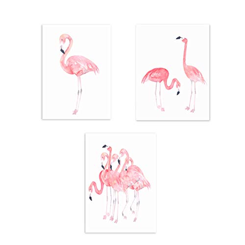 SpirWoRchlan 3er Set Kinderzimmer Poster Babyzimmer Ohne Bilderrahmen Mädchen Kinderposter Kunstdruck Babyzimmer Bilder Mädchen Deko Dekoration Kinderzimmer Flamingo Poster (Flamingo, 30cm x 40cm) von SpirWoRchlan