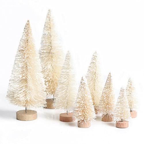 SpirWoRchlan 8STK Weihnachtsbaum Mini Künstlich 4 Größe Miniatur Tannenbaum Grün Mini Christbaum Tree Klein Weihnachtsdeko Figuren 4,5/6,5/8,5/12,5 cm Beige von SpirWoRchlan