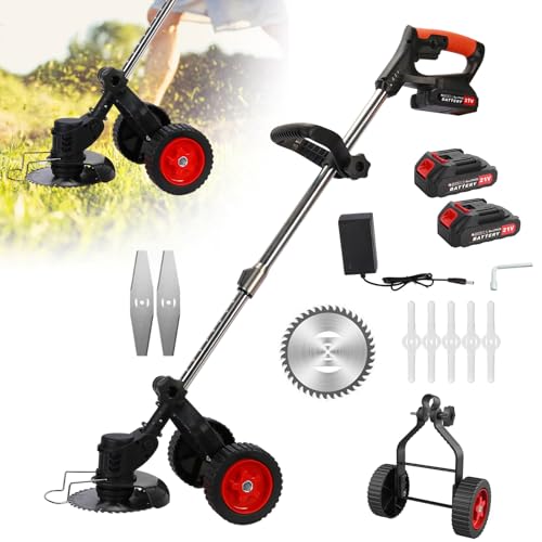 SpirWoRchlan Akku-Rasentrimmer 21v Elektrischer Rasentrimmer-Rasentrimmer mit 2.0ah Akku-Batterie Schwarz von SpirWoRchlan
