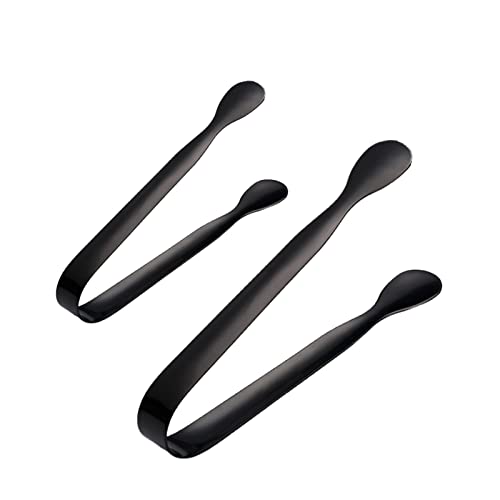 SpirWoRchlan Eiswürfelzange aus Edelstahl, für Tee, Party, Kaffee, Bar, Lebensmittel-Servierer, Küchenutensilien und Gadgets, Geburtstag, Weihnachten, Erntedankfest, Valentinstag, Geschenke, Schwarz, von SpirWoRchlan